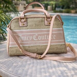 Juicy couture, Los Angeles, Boston style, satchel, tan, and light pink